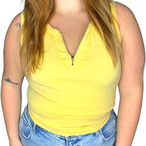 Vintage Y2K Yellow Quarter Zip Tank Top Medium